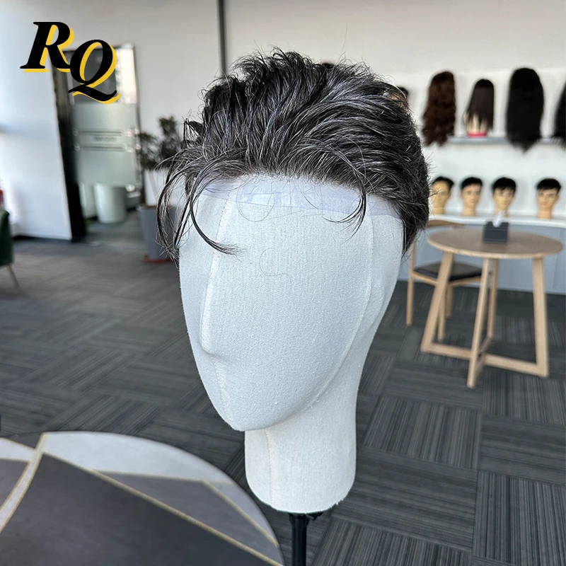 Pre Styled Men Toupee Thin Skin V Looped Human Hair Men Wig 1B40 Color Hair Replacement Systems Hair Piece Protesis Hombre Male