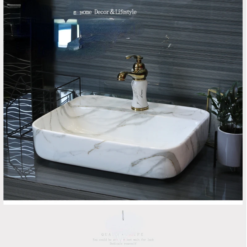 European-style bathroom washbasin washbasin washbasin Simple household marble ceramic basin on the table.