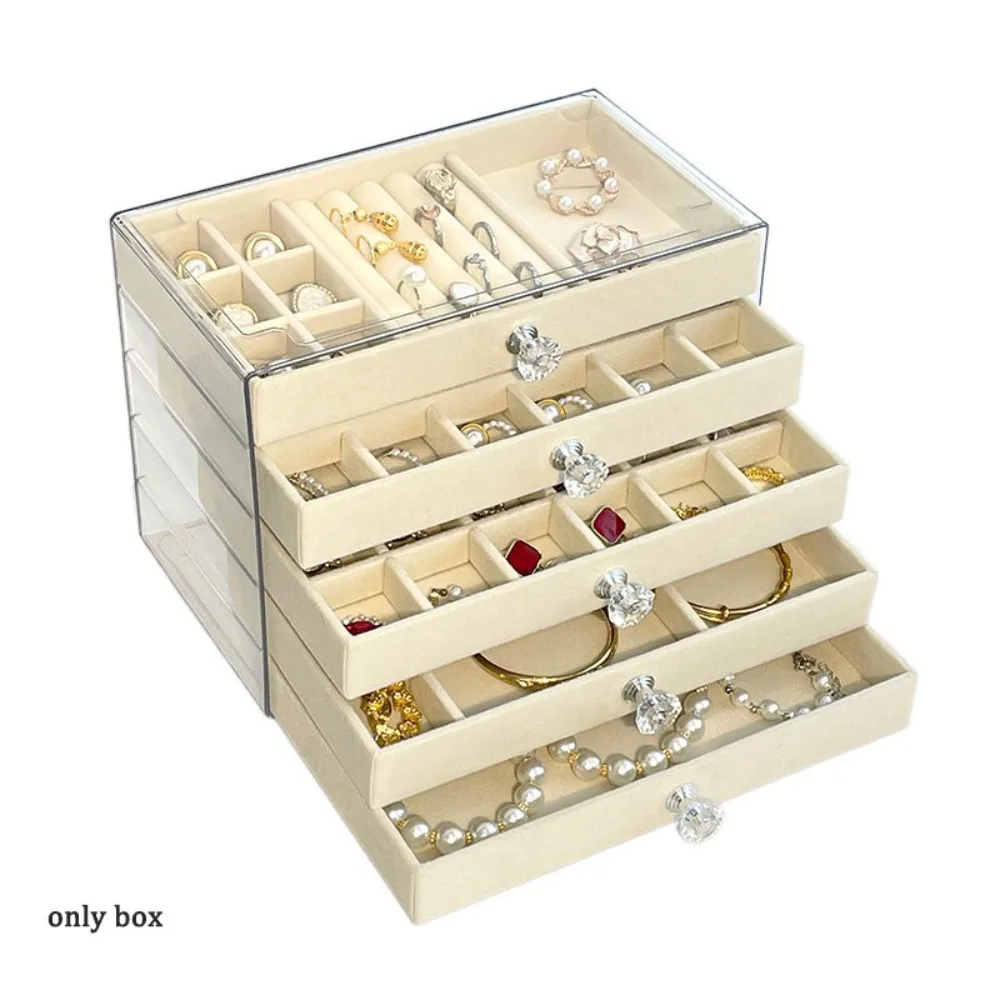 

Large Capacity Velvet Jewelry Box Earrings Necklaces Transparent Drawer Storage Holder Multi-layer Acrylic Jewelry Organizer