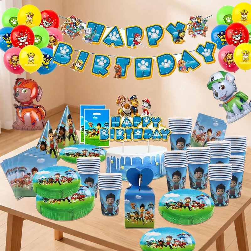 Artículos para Fiestas Temáticas de la Patrulla Canina, Decoraciones de Cumpleaños de la Patrulla Canina, Pancarta, Globos, Platos, Vasos, Servilletas, Regalos de Cumpleaños