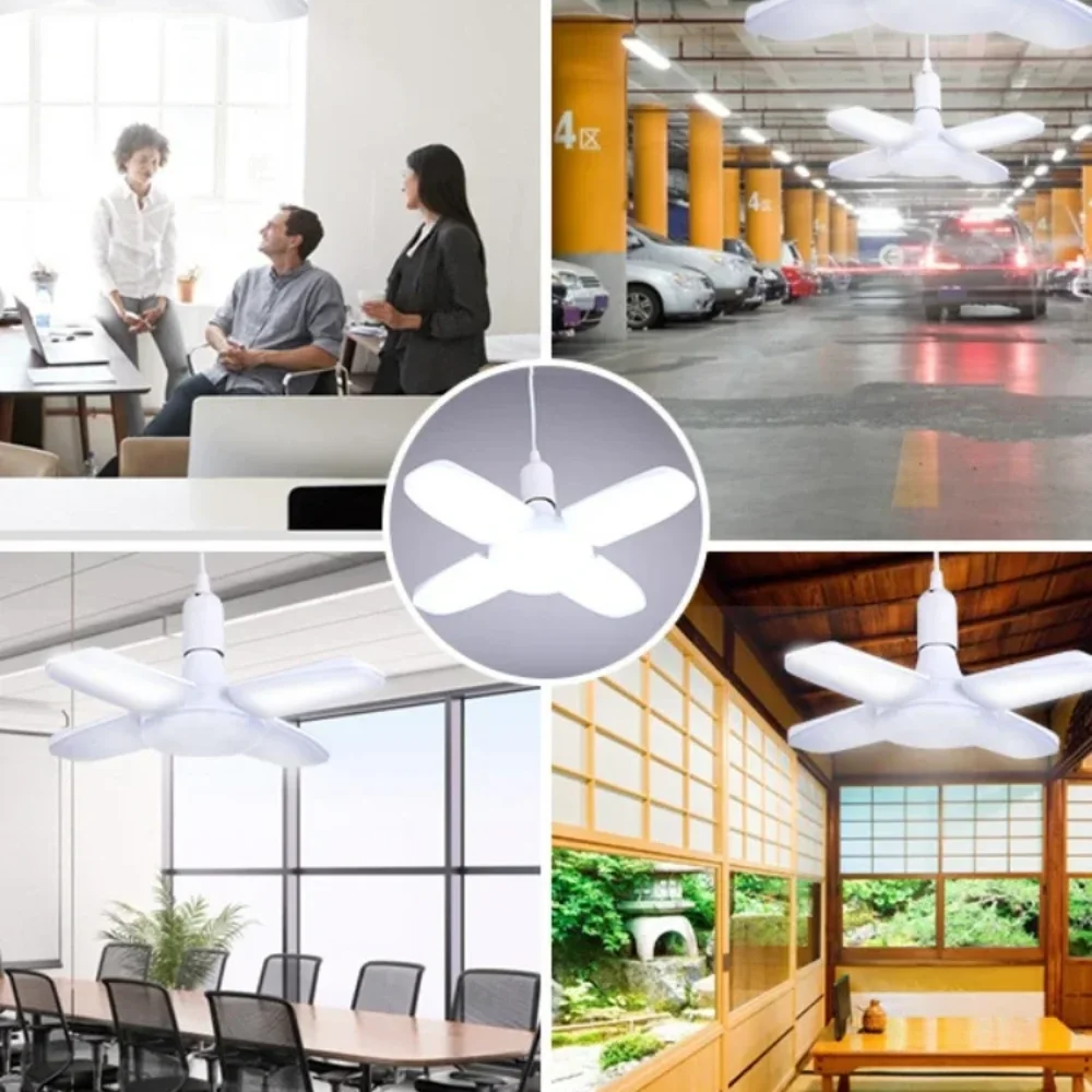 E27 Fan-shaped LED Tricolor Light Bulb  Foldable Led Light Bulb Lampada for Home Ceiling Light Living Room