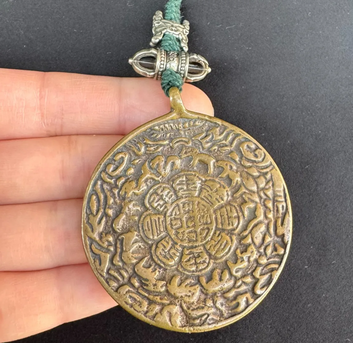 Antiguo chino tibetano budista amarillo Lima cobre nueve palácio Bagua s Set