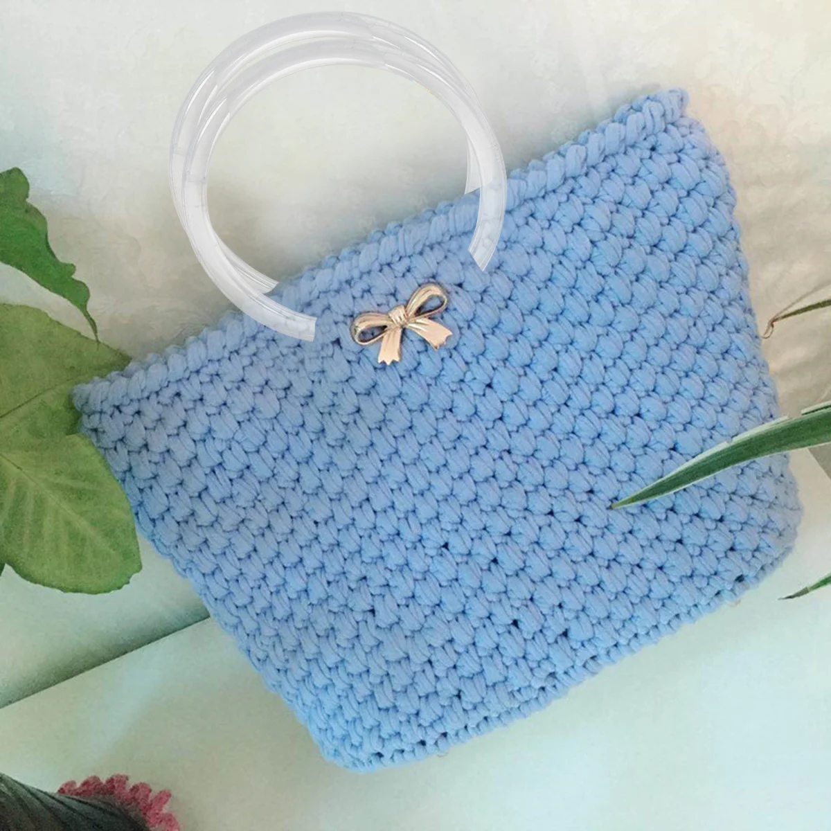 

6Pcs Replacement Bag Handles Round Ring Style 4 Inch Id Transparent Long Service Life Bag Accessory for Female Handbag DIY Craft