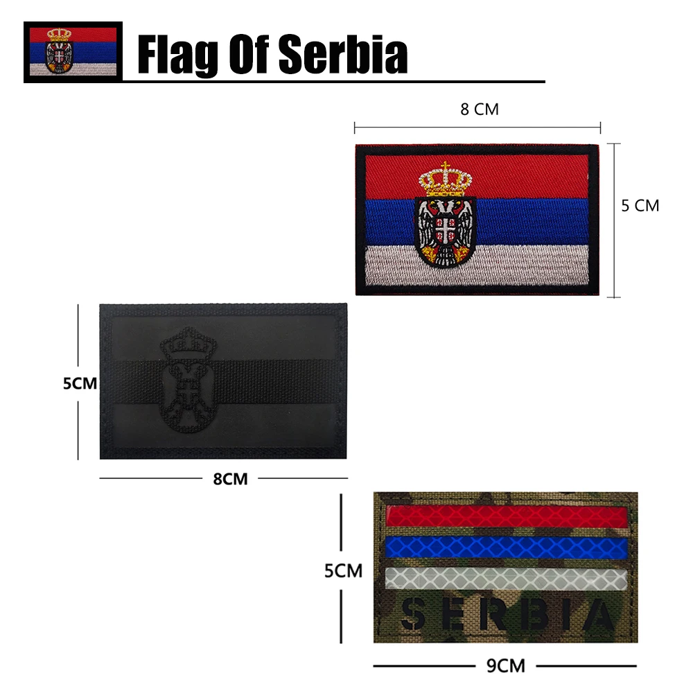 Naszywka z flagą kraju Europy z haftem Serbia Naszywka z etykietą na ramiączkach z flagą Serbia