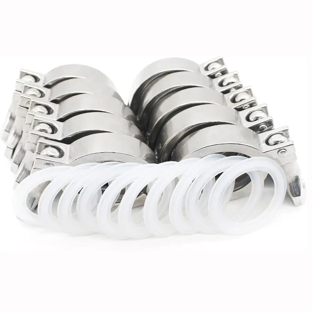 New SS304 Stainless Steel Tri Clamp Fitting With Silicone Gaskets Heavy Duty Tri Clamp Wing Nut Pipe clamp