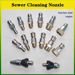 Sewer Cleaning Nozzle Pipe Drain Washing Tools Head Stainless Steel Pressure Washer Jetter Nozzle Quick Plug Drain Hose Nozzle