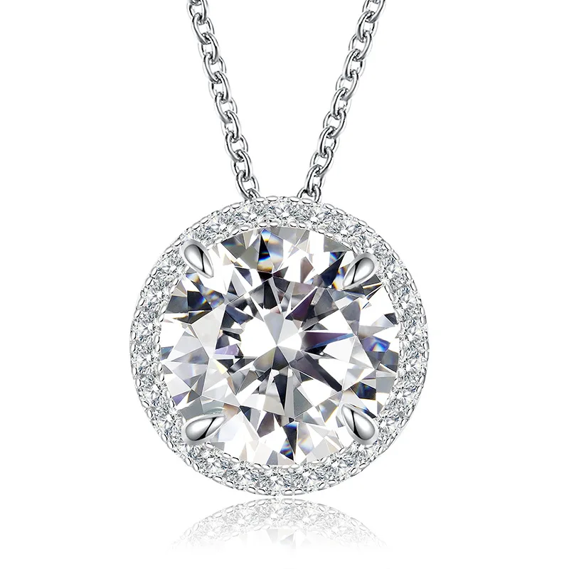 

New D-color white diamond pendant 11.0 high carbon diamond collarbone chain minimalist style female 925 silver necklace 38+5