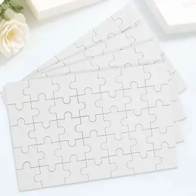 

4 Sheets Blank Wooden Sublimation Puzzle Pieces Heat Transfer Jigsaw DIY Photo Print Craft Gift Family Activity