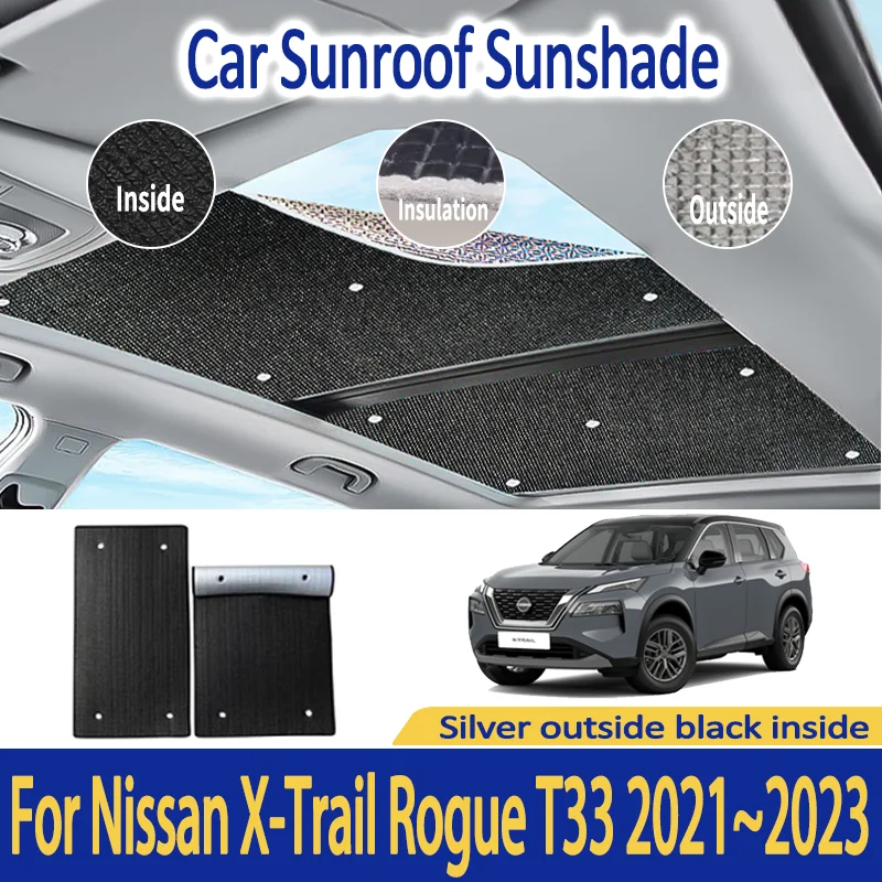 

Автомобильный люк на крыше, солнцезащитные козырьки для Nissan X-Trail Rogue T33 2021 ~ 2023, автометный солнцезащитный крем на крыше, теплоизоляция, аксессуары с защитой от ультрафиолета