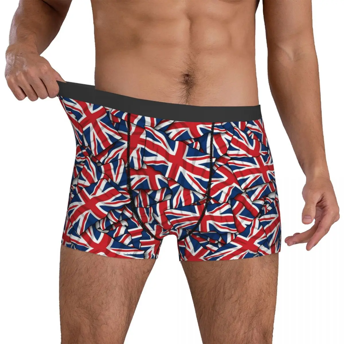 

British English Flag Boxer Shorts 3D Pouch Underwear High Quality Pattern Boxer Brief Sexy Soft Male Underpants Big Size 2XL