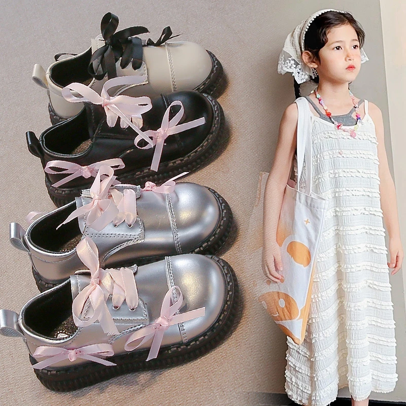 

Children Leather Shoes for Girls 2025 Autumn New Fashionable Korean Style Sweet Bowtie Soft Bottom Anti-slippery Versatile Shoes