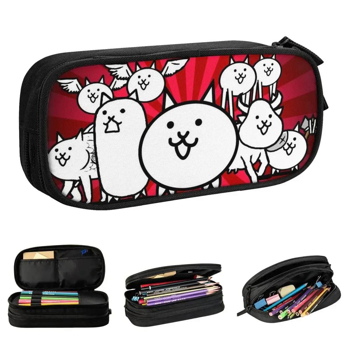 Cartoon Game Pencil Cases The Battle Cats Pen Bags Girls Boys Large Storage Office Cosmetic Pencilcases