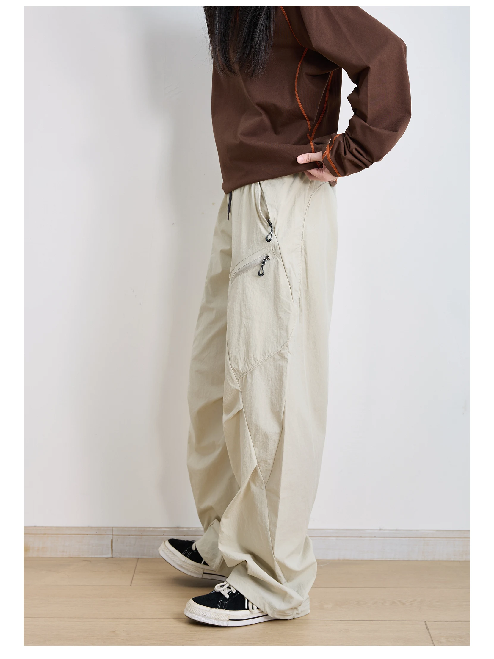 

Outdoor Workwear Spring Autumn Folded Paratrooper Pants ex Design Sense Patchwork Multi ket Mountain Climbing Sport Pa...