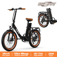 ONESPORT OT16-2 Folding Electric Bike 250W Motor 48V 17Ah Battery Bluetooth LCD Display 25km/h Max Speed 100kg Load