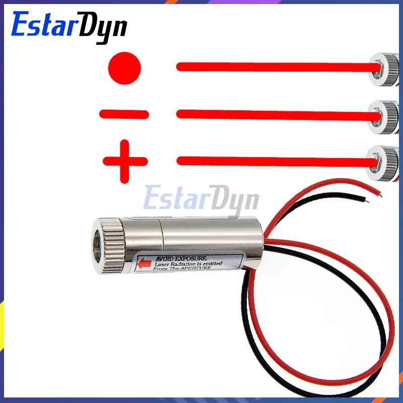 Estardyn 650nm 5mW Red Point / Line / Cross Laser Module Head Glass Lens Focusable Industrial Class