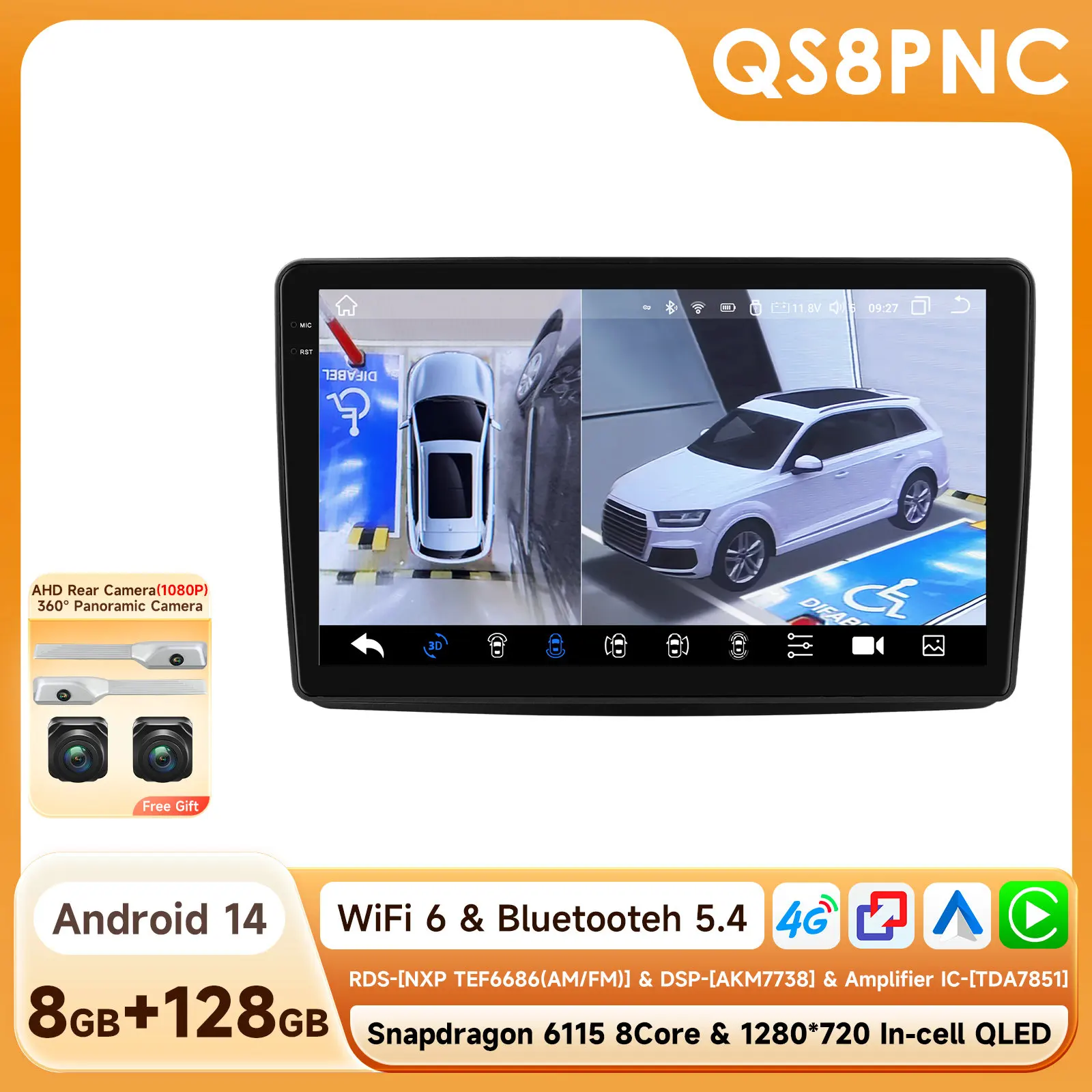 OSSURET Android 14 autoradio voor Fiat Panda 169 2003 - 2012 Intelligent systeem Carplay auto multimediaspeler GPS 4G 6115