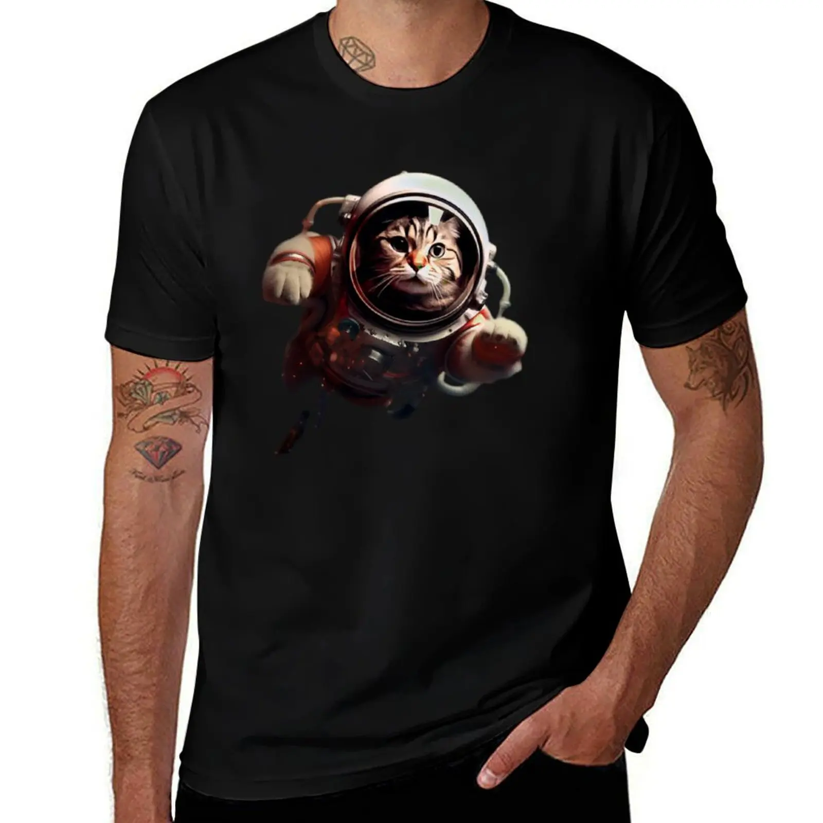 

Cat shirt t shirt graphic man t shirt Astronaut essential T-Shirt summer t man