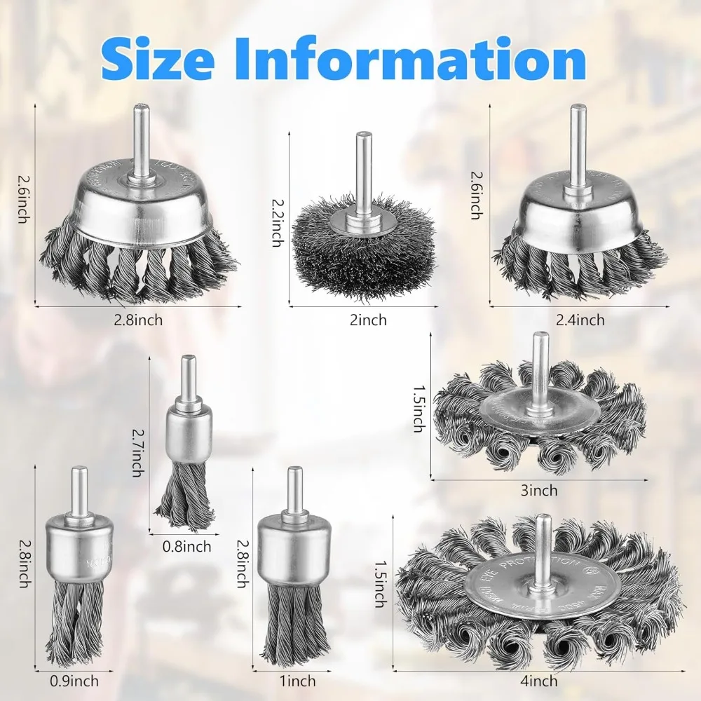 16-delige draadwielborstelset met draaiknoop voor boormachine met 1/4 inch schacht, ideaal voor roestverwijdering en oppervlaktereiniging