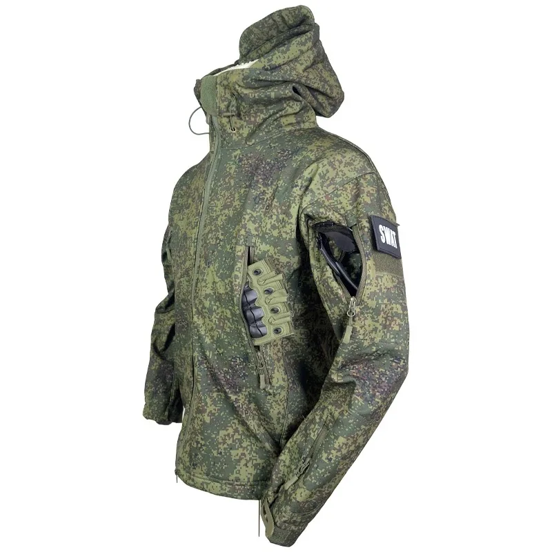 

Winter Men Training Camouflage Jacket Sharkskin Soft Shell Hunting JacketOutdoor Training Windproof Thickened Tactical Coat Top
