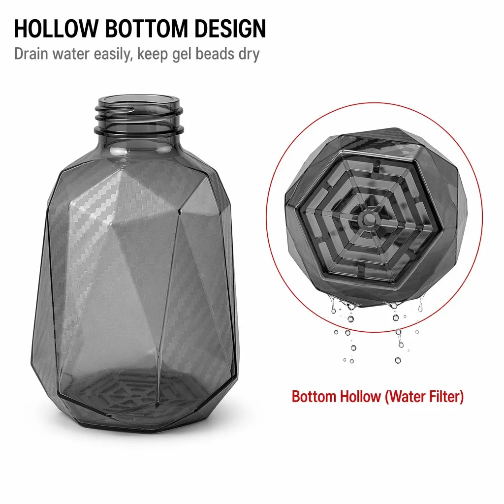 6PCS PC Diamond Bottle Gel Ball Ammo Feeder Bottle Hollow Water Filter Bottom Water Beads Container Refill Bottle Grey