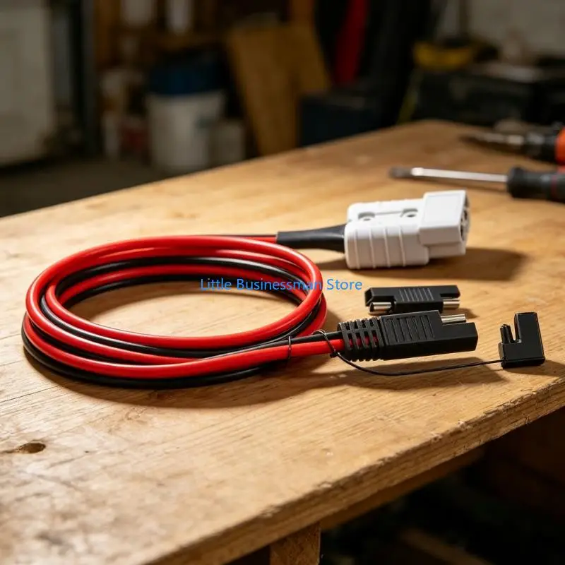 SB50 to SAE Conversion Cable for Outdoor Power Equipment, Featuring Red and Black Cord, PVC Outer Sheath, Visible Polarity