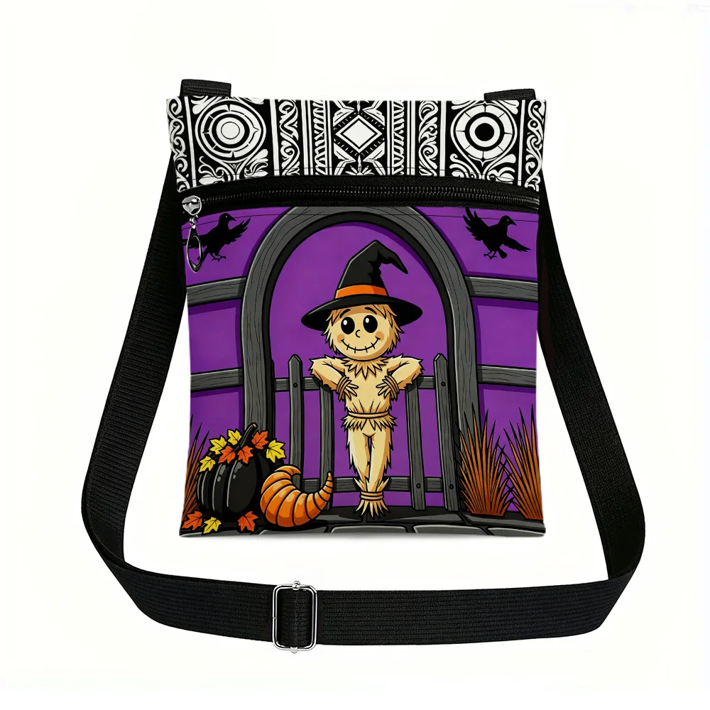 Halloween Scarecrow Witch Crossbody Bag Portable Mini Phone Bag with Adjustable Strap Perfect for Daily Use Daily Commute