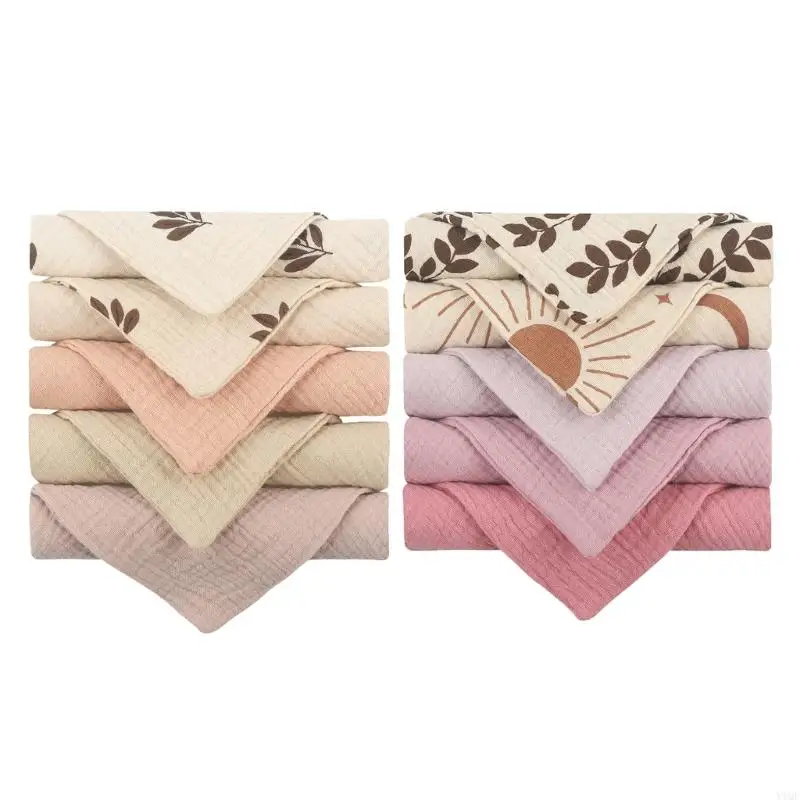 

Y1QF 10PCS Baby Towel Cotton Square Infant Washcloth Hand Face Wipes Washcloth Facecloth Soft Handkerchief Feeding Bibs