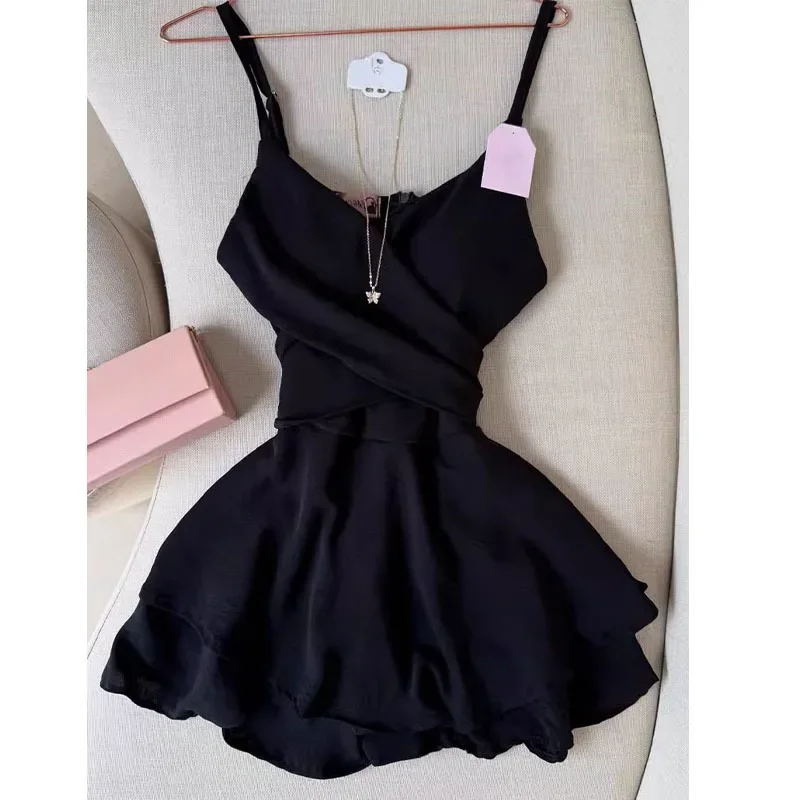 Amerikanischen Retro Grün Camis Kleid Y2K Mode Hot Girl Tiefem V Mini Kleid Sommer Neue Chic Strand Resort Ärmellose Vestidos