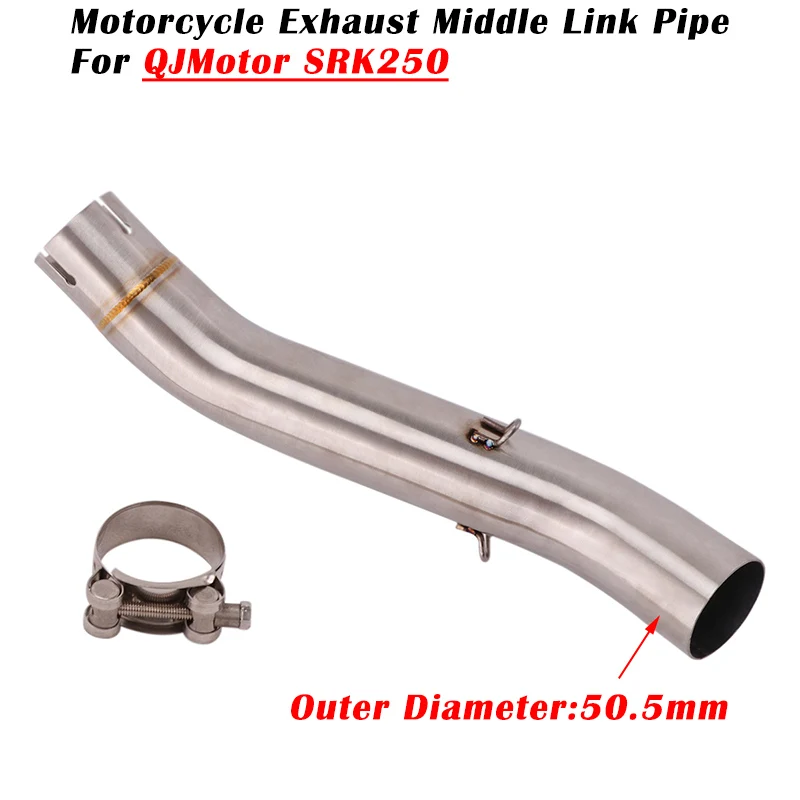 Slip On For  QJmotor SRK250 SRK 250 Motorcycle Exhaust Escape System Modified Muffler 51mm Middle Link Pipe Stainless Steel Tube