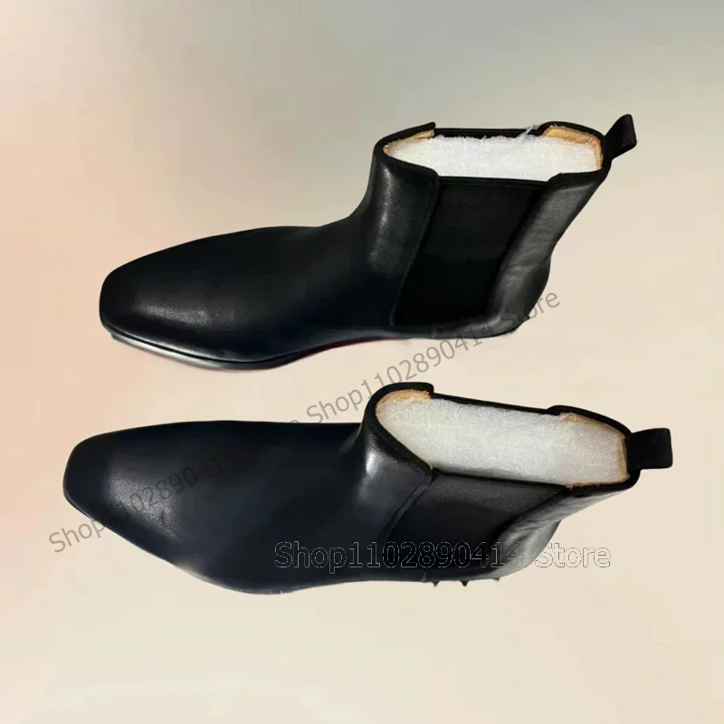 

Black Patchwork Rivets decor Matte Leather Boots Fashion Slip On Men Boots Luxury Handmade Party Banquet Office Men Dress Shoes