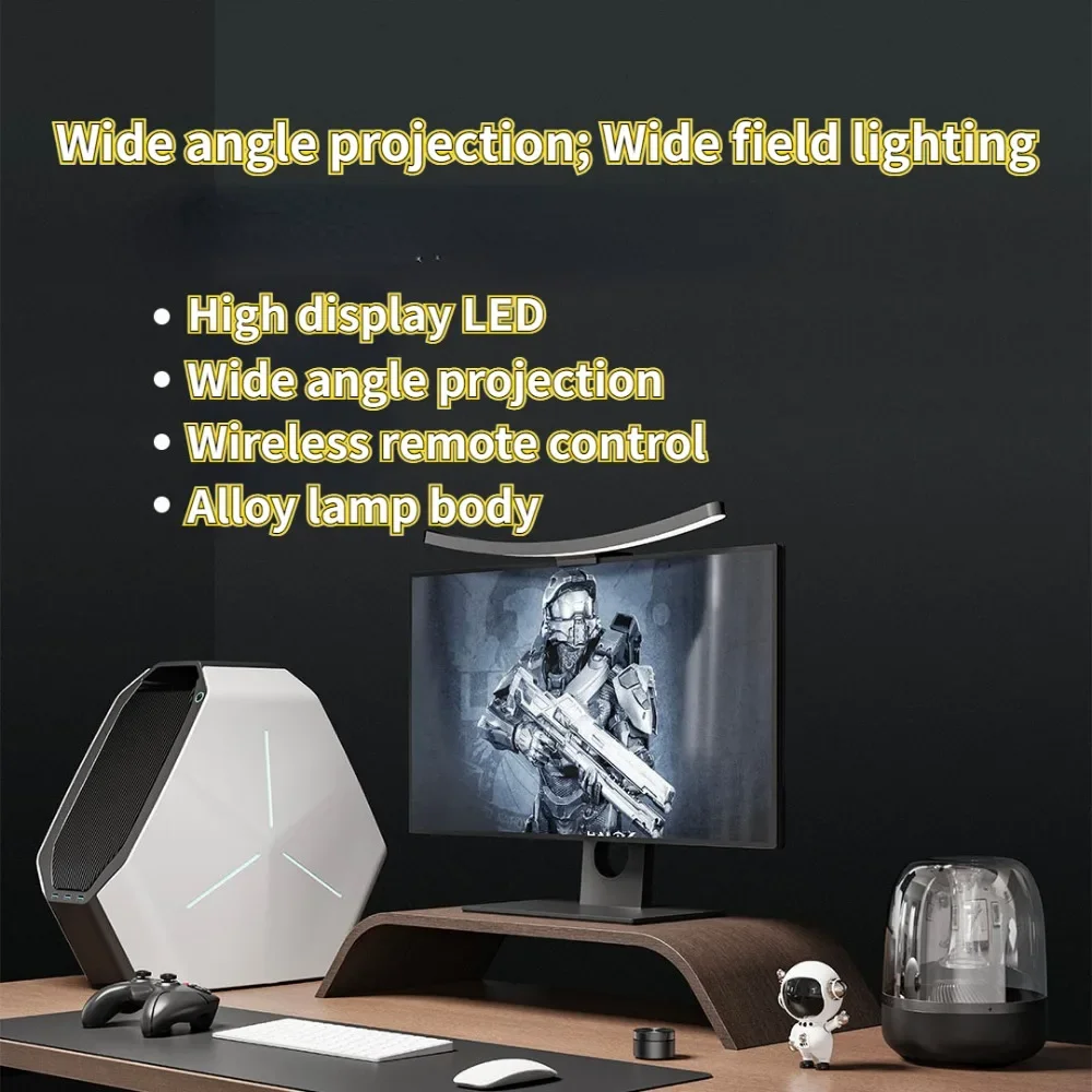 LYMAX-Luz De Mesa De Tela De Suspensão, Proteção De Olhos De Computador, Luz Curva, Projeção De Grande Ângulo