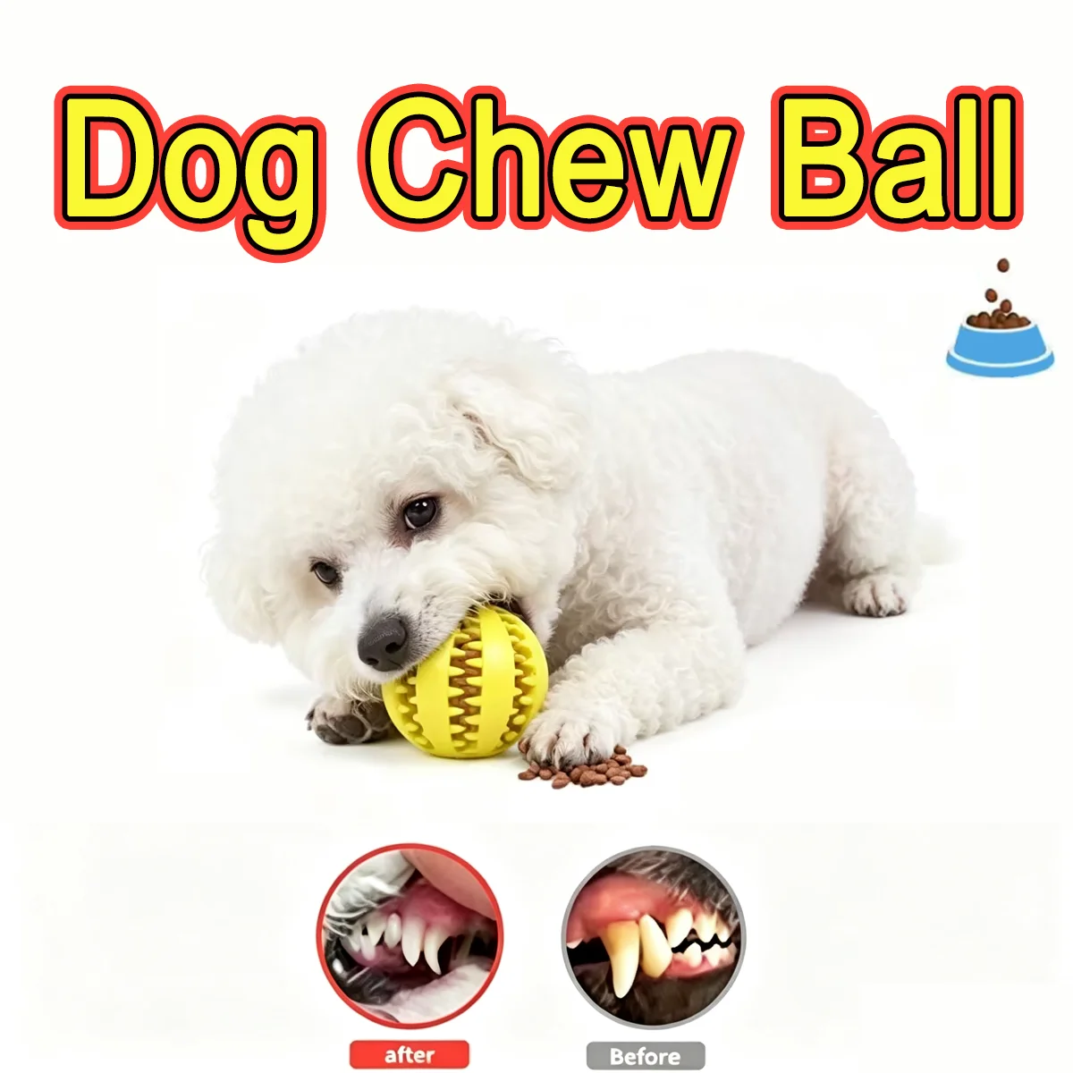1 Pc Natural Rubber Dog Treat Dispensing Toy Ball Teeth Cleaning Chew Toy Interactive Slow Feeder Pet Enrichment Play Accessory