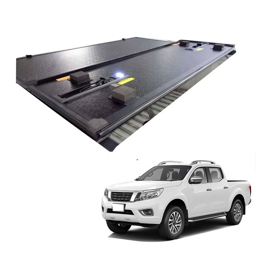 4x4 Accessories Hard Tri-fold Car Bed Cover Tonneau Cover With Light Double Cab 1.47m Bed For Navara Np300 2015+