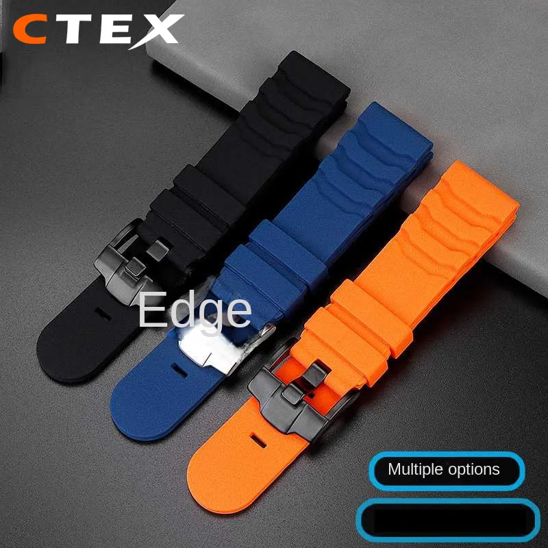 High quality Rubber Watch Band  24mm Men Black Orange Blue For Luminox Silicone Strap 3749/3141 Watch Strap