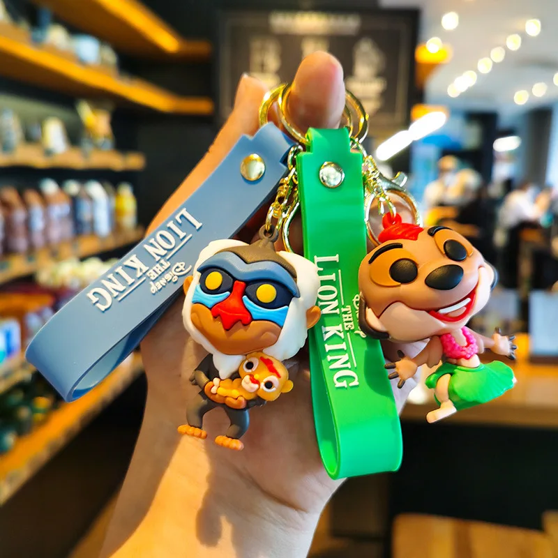 Disney The Lion King Keychains Kawaii Simba Pumbaa Timon Keyring Car Key Ring Cosplay Phone Handbag Ornament Kids Jewelry Gifts