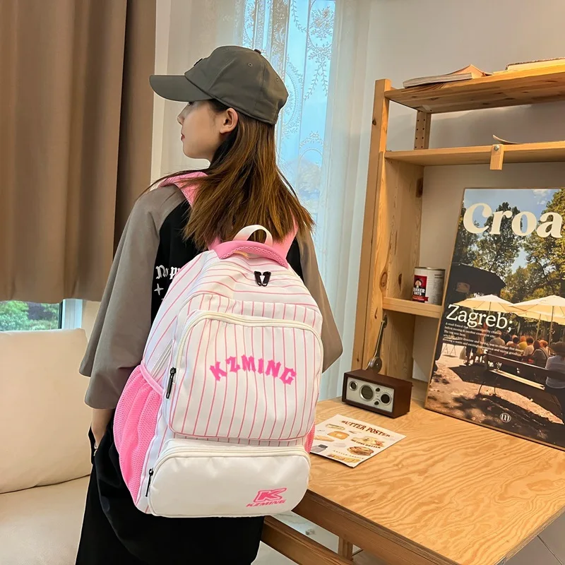 New Middle School Student Schoolbag Fresh Sweet Trendy All-Match High School Student Backpack Simple and Lightweight Burden Redu