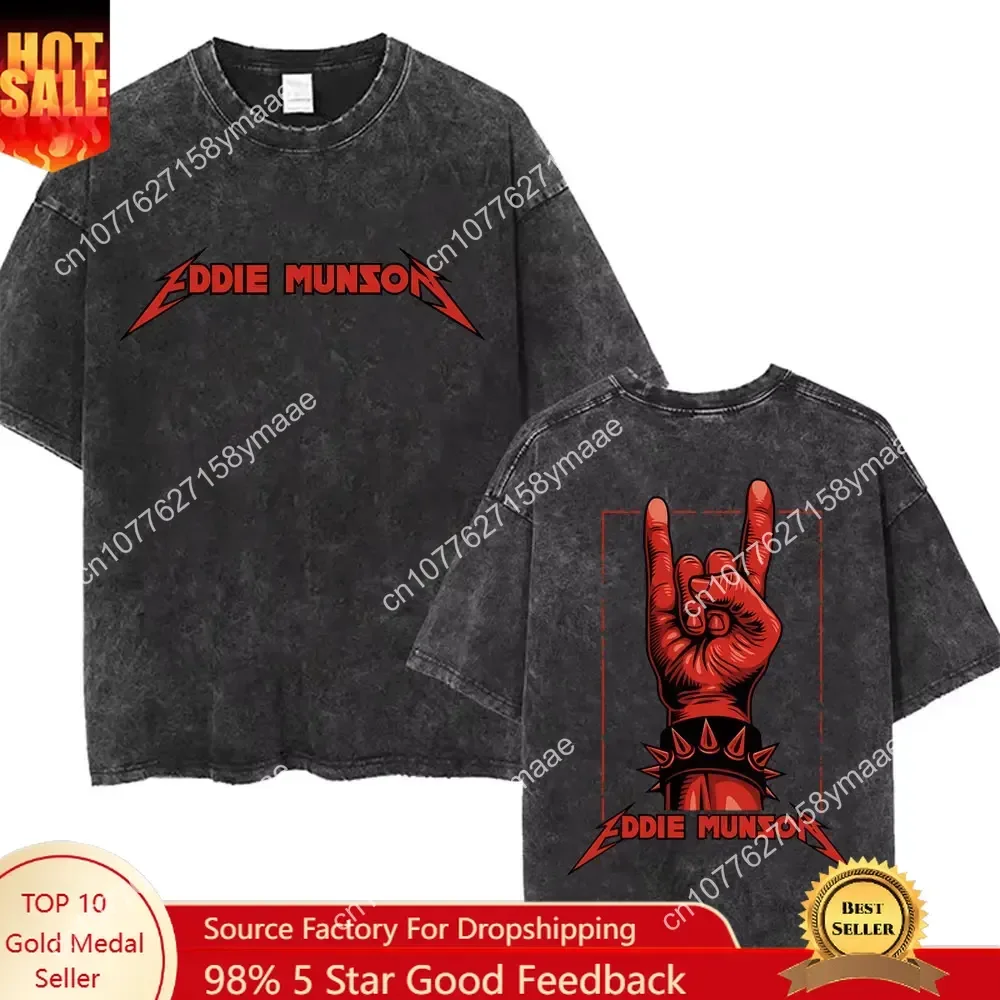 

Eddie Munson Vintage Washed T Shirts The Demogorgon Cannibal Flower Monster T-shirts Men Women Oversized T-shirt Men Women's Roc