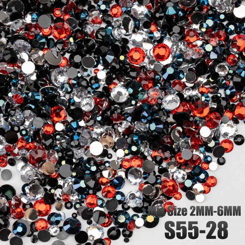 VDD S55-13 Gemischte Größen 2-6mm Harz-Strasssteine Kristalle Nicht Heißfixierbar Farbe AB Flache Rückseite Steine für DIY-Bastelarbeiten Nagelkunst-Dekorationen – Detail 32