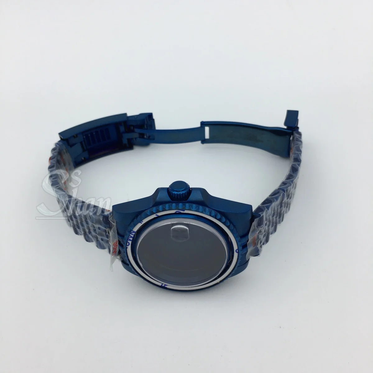 Caja y correa de cristal de zafiro resistente al agua azul de acero inoxidable de 40mm, adecuada para el movimiento NH35 NH36 NH34 Miyota ETA PT5000