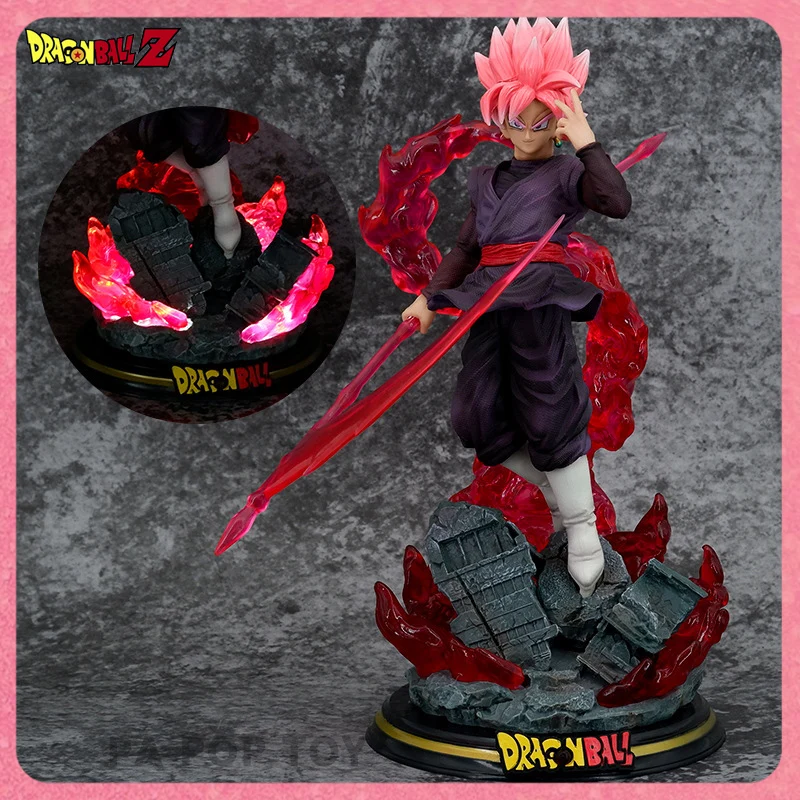 

28CM Dragon Ball Z Zamasu Anime Figure Black Goku Action Figurine PVC GK Statue with Light Base Collection Model Decor Toy Gift
