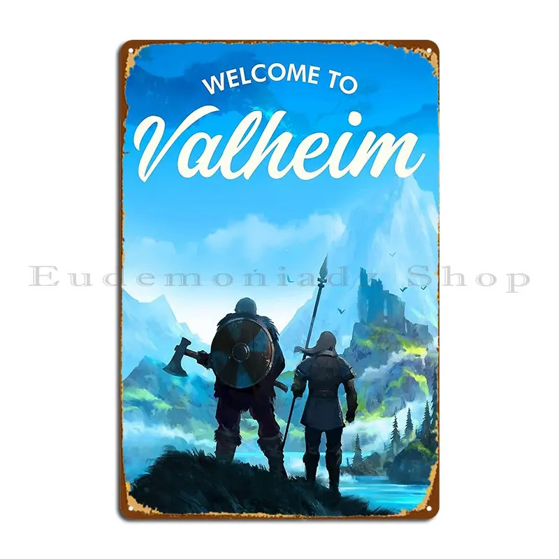 

Добро пожаловать в металлические вывески Valheim Ретро Настенный декор Бар Настенный декор Печать Оловянная вывеска Плакат