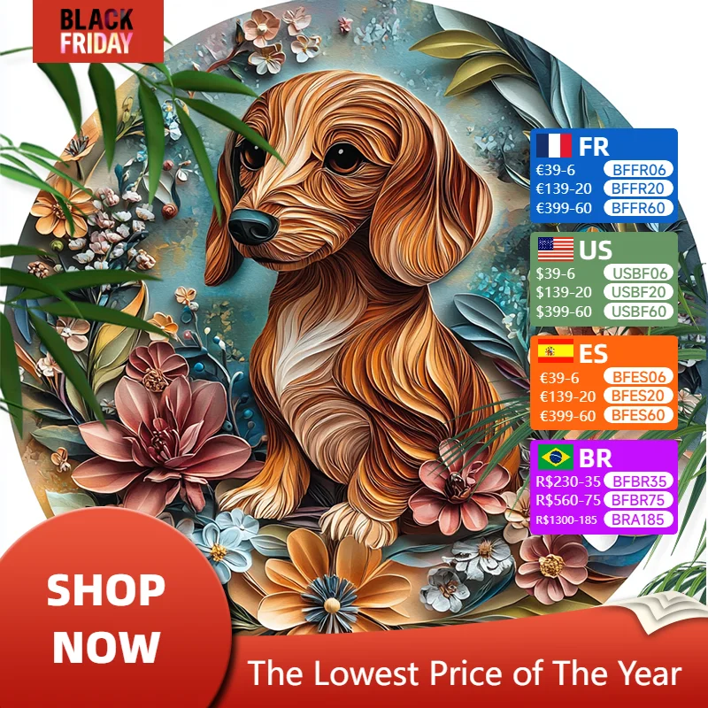 Customizable Dachshund Pet Ornaments - Circular Aluminum Decorative Paintings, Perfect for Souvenir Tombstones