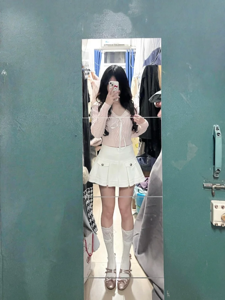 

Winter Sweet Girl Knitted Top And Skirt Slimming Set ort Sle College Faion High Waist V-Ne Warm Polyester Two-Piece Suit