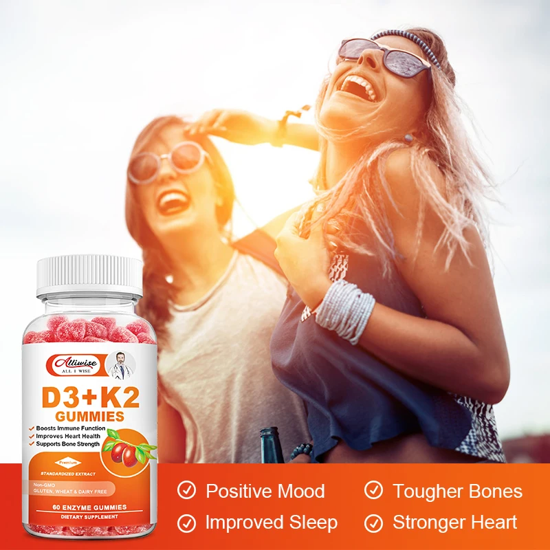 Alliwise Vitamin D3 Vitamin K2 and MK-7 Blend for Bone & Muscle Support Promotes Calcium Absorption Cardiovascular