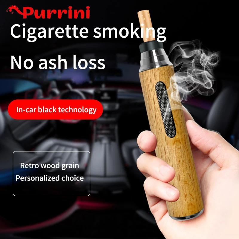 

Mini Car Ashtray Wood Cigarette Holder Anti Soot-flying Cigarette Cover Ash Organizer ​for 5.2/6.8/7.8mm Cigarettes