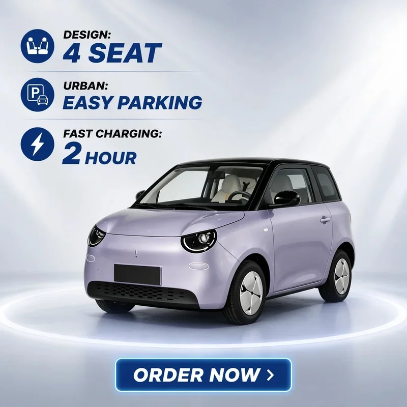 2026 EV Car 4 Airbags ABS+EBD+EPB LFP Battery Fast Charge 2hour Long Range 220km City Car Easy Parking