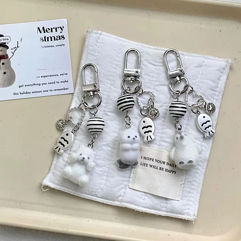 

Kawaii флокированный 3D брелок с животными Y2K милый мультяшный брелок для ключей от автомобиля прекрасная сумка кулон украшение подарки для пары