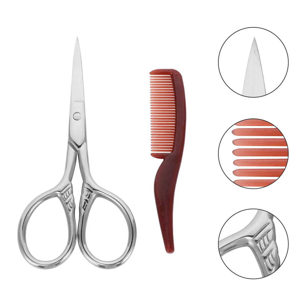 

Набор из 2-х пар ножниц для стрижки усов и бороды, премиум-класса, из нержавеющей стали, с эргономичным кольцом для пальца, для точной стрижки бороды