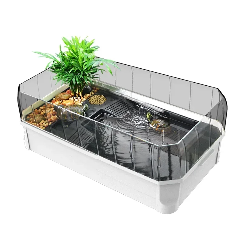 Turtle tank with sundeck, large landscaping, ecological water and land tank, household dedicated turtle boxvilla breeding box,
