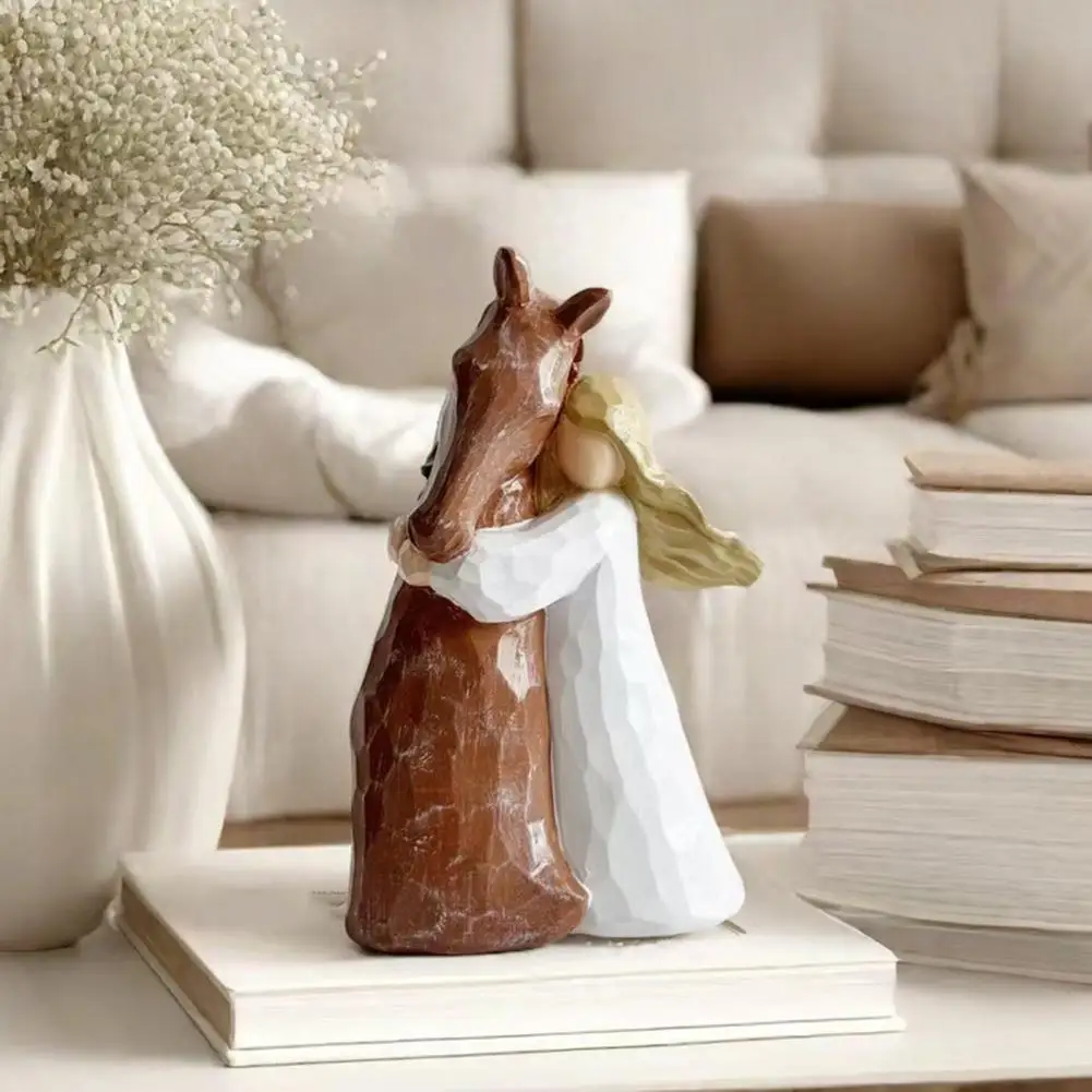 Девушка Лошадь Орнамент Лошади Фигурки Девушка Очаровающая Лошадь Статуя Ангела Скульптура Подарок на День Рождения Рождество для Девочек